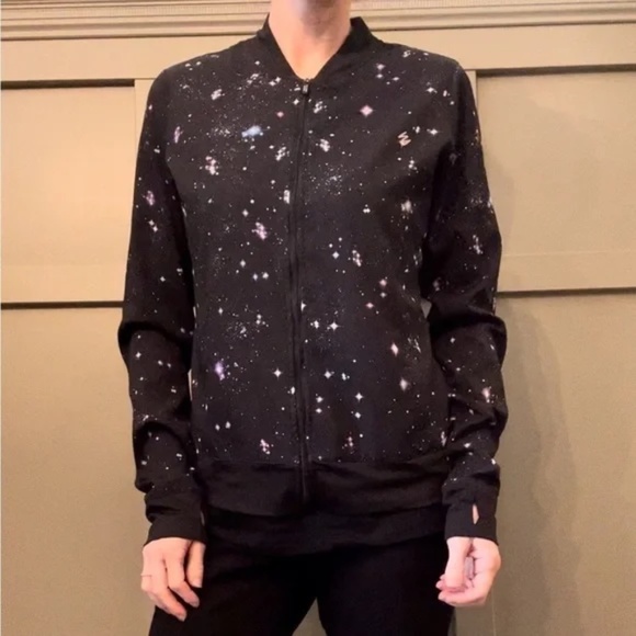 Nicole Miller New York Active Galaxy Star Celestial Printed Full Zip Jacket Med - Picture 1 of 16
